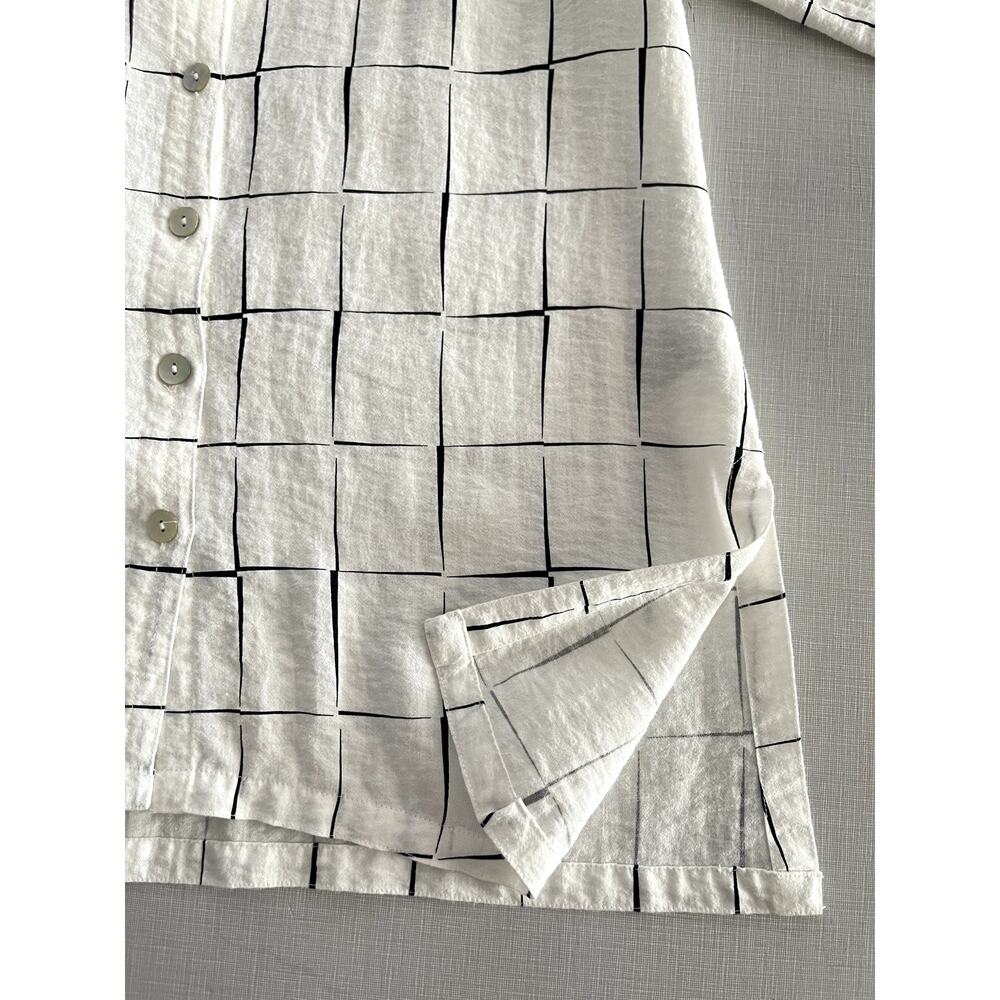 John Mark Wms Sz S Grid A-Line Tunic Top White Lagenlook Casual Breezy Relaxed - Picture 11 of 16